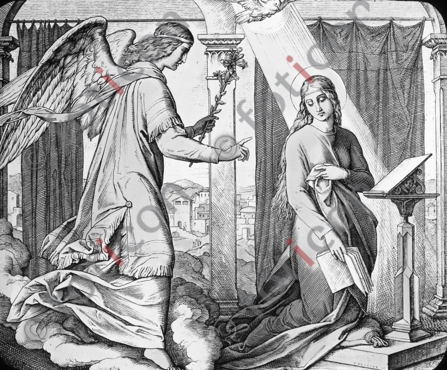 Verkündigung an Maria | Annunciation  - Foto simon-134-001-sw.jpg | foticon.de - Bilddatenbank für Motive aus Geschichte und Kultur